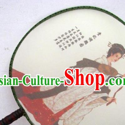 Handmade Chinese Classical Painting Consort Yang Silk Round Fan Traditional Hanfu Palace Fans