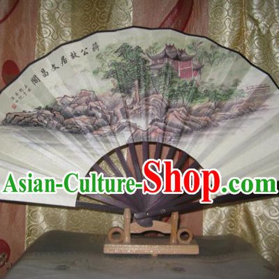 Chinese Handmade Painting WenChang Tower Fans Accordion Fan Traditional Decoration Folding Fan