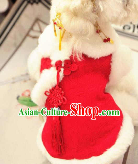 Traditional Asian Chinese Pets Clothing Winter Dog Red Costumes for New Year Traditional Asian Chinese Pets Clothing Winter Dog Red Costumes for New Year