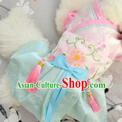Traditional Asian Chinese Pets Clothing Dog Green Dress Costumes for New Year