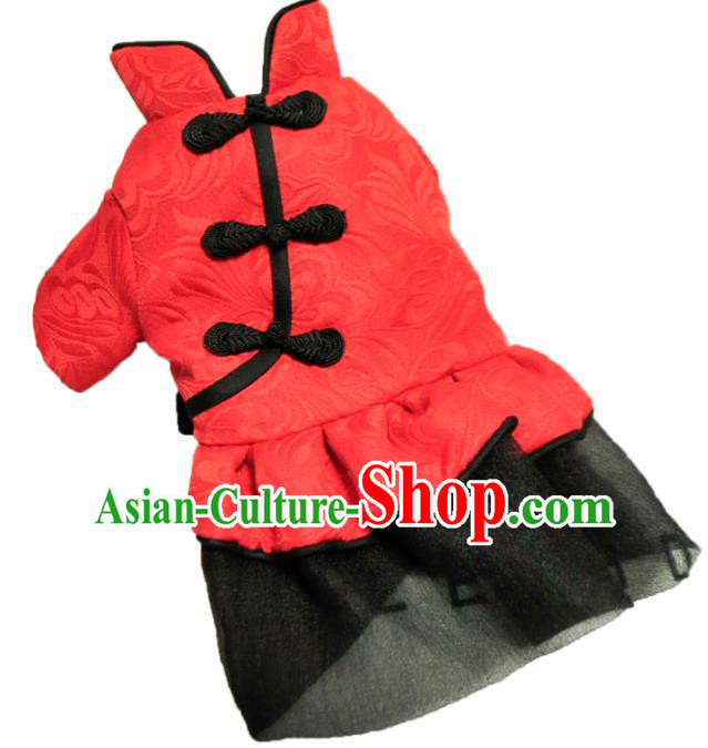 Traditional Asian Chinese Pets Clothing Dog Winter Brushed Red Costumes for New Year Traditional Asian Chinese Pets Clothing Dog Winter Brushed Red Costumes for New Year