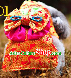Traditional Asian Chinese Pets Clothing Dog Winter Red Costumes for New Year Traditional Asian Chinese Pets Clothing Dog Winter Red Costumes for New Year