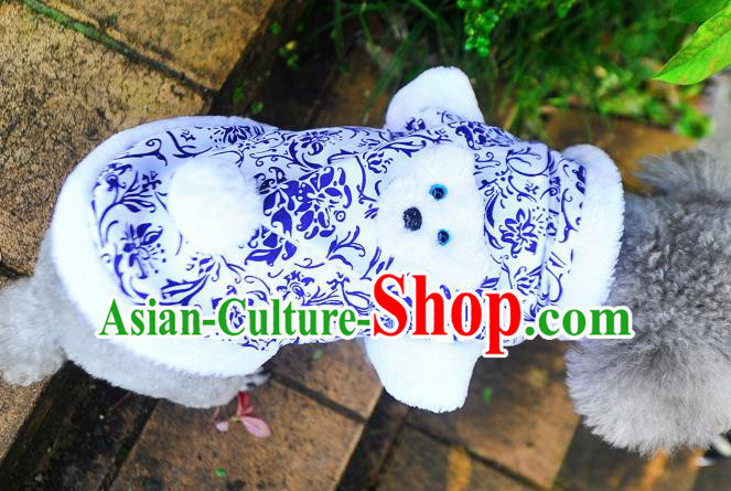 Traditional Asian Chinese Pets Clothing Dog Winter White Costumes for New Year Traditional Asian Chinese Pets Clothing Dog Winter White Costumes for New Year