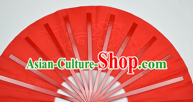 Chinese Handmade Printing Auspicious Clouds Red Kung Fu Fans Accordion Fan Traditional Decoration Folding Fan Chinese Handmade Printing Auspicious Clouds Red Kung Fu Fans Accordion Fan Traditional Decoration Folding Fan