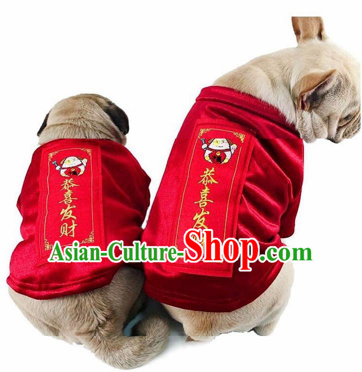 Traditional Asian Chinese Pets Clothing Dog Winter Red Costumes for New Year Traditional Asian Chinese Pets Clothing Dog Winter Red Costumes for New Year