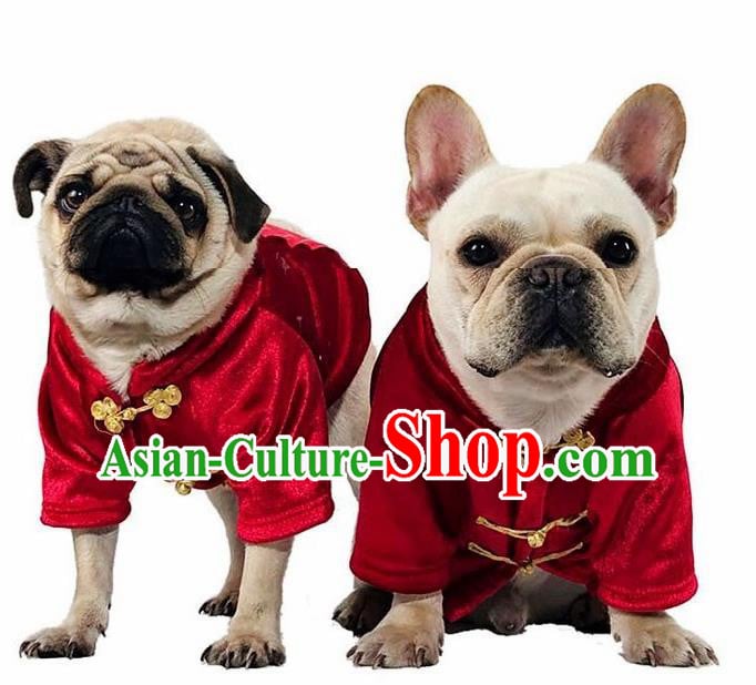 Traditional Asian Chinese Pets Clothing Dog Winter Red Costumes for New Year Traditional Asian Chinese Pets Clothing Dog Winter Red Costumes for New Year