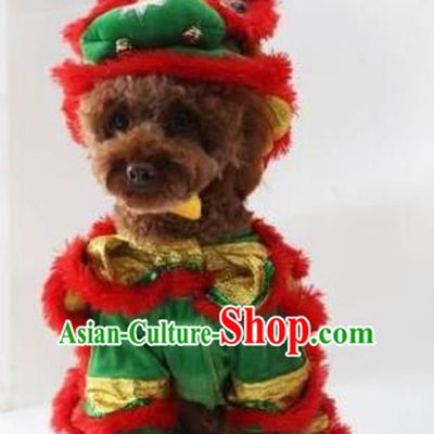 Traditional Asian Chinese Pets Winter Clothing Dog Lion Dance Costumes for New Year Spring Festival