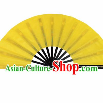 Chinese Handmade Martial Arts Yellow Fans Accordion Fan Traditional Kung Fu Folding Fan