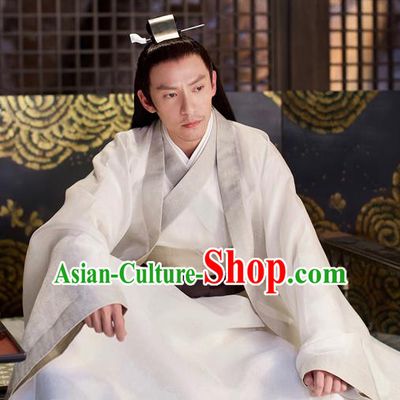 Drama Love and Destiny Ancient Chinese Swordsman Jiu Chen Chang Chen White Costumes for Men