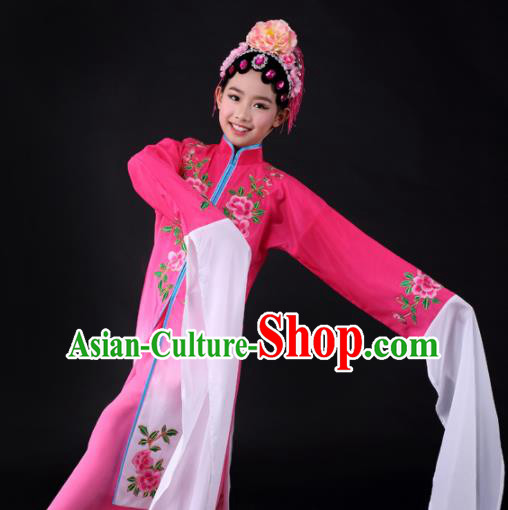Traditional Chinese Classical Dance Pink Dress Stage Show Water Sleeve Costume for Kids Traditional Chinese Classical Dance Pink Dress Stage Show Water Sleeve Costume for Kids