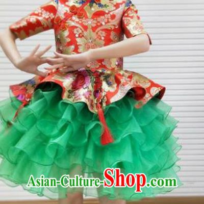 Traditional Chinese Folk Dance Spring Festival Fan Dance Dress Yangko Dance Stage Show Costume for Kids
