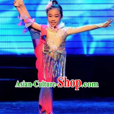Traditional Chinese Children Classical Dance Short Dress Stage Show Costume for Kids