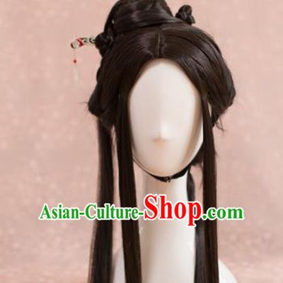 Traditional Chinese Ancient Song Dynasty Wigs Cosplay Female Swordsman Chignon for Women