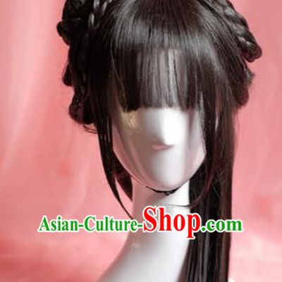 Traditional Chinese Han Dynasty Princess Wigs Sheath Cosplay Ancient Goddess Female Swordsman Chignon for Women