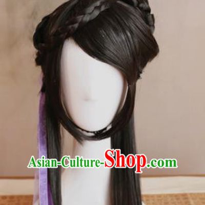 Traditional Chinese Ming Dynasty Princess Wigs Cosplay Ancient Goddess Female Swordsman Chignon for Women