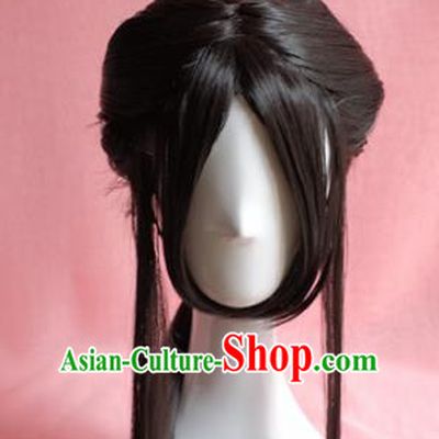 Traditional Chinese Han Dynasty Princess Wigs Sheath Cosplay Ancient Goddess Female Swordsman Chignon for Women