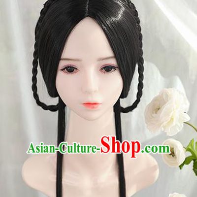 Traditional Chinese Cosplay Ming Dynasty Princess Wigs Sheath Ancient Female Swordsman Chignon for Women