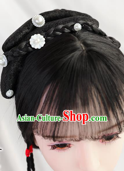 Traditional Chinese Cosplay Ming Dynasty Princess Lin Daiyu Wigs Sheath Ancient Nobility Lady Chignon for Women