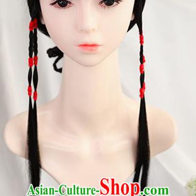 Traditional Chinese Cosplay Ming Dynasty Princess Lin Daiyu Wigs Sheath Ancient Nobility Lady Chignon for Women