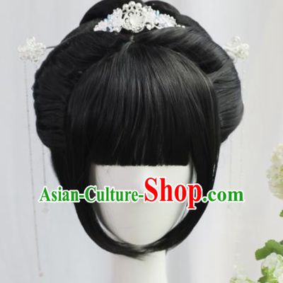 Traditional Chinese Cosplay Ming Dynasty Wigs Sheath Ancient Nobility Lady Chignon for Women