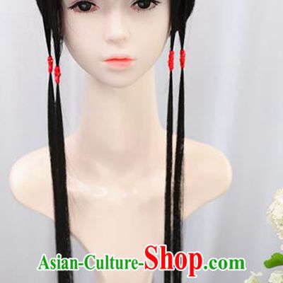 Traditional Chinese Cosplay Ming Dynasty Court Lady Lin Daiyu Wigs Sheath Ancient Flying Apsaras Chignon for Women