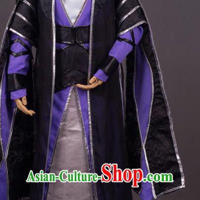 Traditional Chinese Cosplay Crown Prince Black Costumes Ancient Swordsman Hanfu Clothing for Men