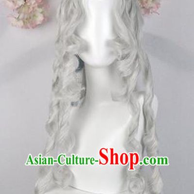 Traditional Chinese Cosplay Swordsman Queen White Wigs Sheath Ancient Goddess Chignon for Women