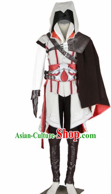 Top Grade Cosplay Assassin White Costumes Halloween Swordsman Clothing for Men Top Grade Cosplay Assassin White Costumes Halloween Swordsman Clothing for Men