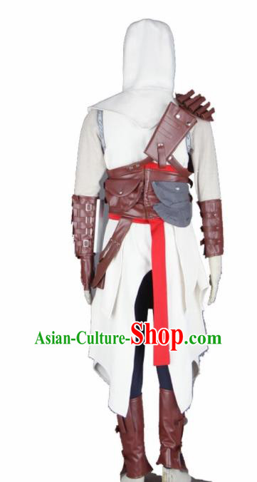 Top Grade Cosplay Assassins Creed White Costumes Halloween Swordsman Clothing for Men Top Grade Cosplay Assassins Creed White Costumes Halloween Swordsman Clothing for Men