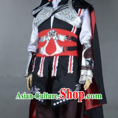 Top Grade Cosplay Assassins Creed Embroidered Costumes Halloween Swordsman Clothing for Men