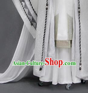 Chinese Cosplay Royal Highness White Embroidered Costumes Ancient Swordsman Clothing for Men Chinese Cosplay Royal Highness White Embroidered Costumes Ancient Swordsman Clothing for Men