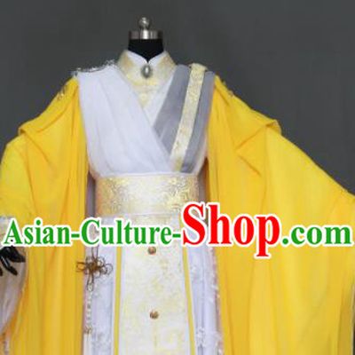 Customize Chinese Traditional Cosplay Taoist King Yellow Costumes Ancient Swordsman Clothing for Men