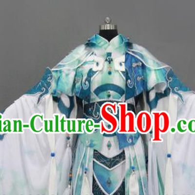 Customize Chinese Traditional Cosplay Taoist King Blue Costumes Ancient Swordsman Clothing for Men