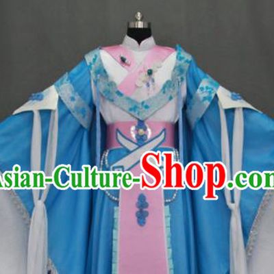 Traditional Chinese Cosplay Court Princess Blue Dress Ancient Drama Female Swordsman Costumes for Women