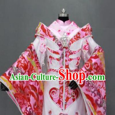Traditional Chinese Cosplay Fairy Queen Pink Dress Ancient Drama Female Swordsman Costumes for Women