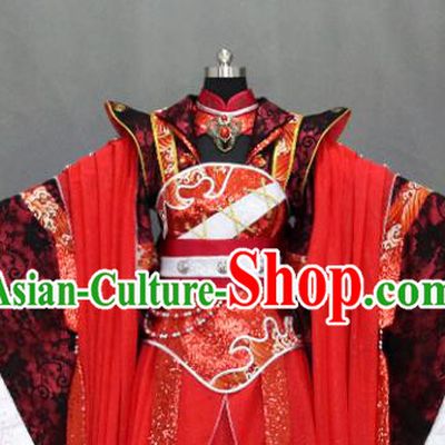 Traditional Chinese Cosplay Fairy Queen Red Dress Ancient Drama Female Swordsman Costumes for Women