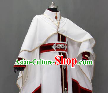 Customize Chinese Traditional Cosplay Prince White Costumes Ancient Swordsman Clothing for Men Customize Chinese Traditional Cosplay Prince White Costumes Ancient Swordsman Clothing for Men