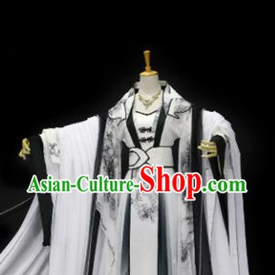 Traditional Chinese Cosplay Fairy Queen Ink Painting Dress Ancient Drama Female Swordsman Costumes for Women