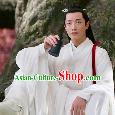 Chinese Drama Love and Destiny Ancient Swordsman High Immortal Yun Feng White Replica Costumes for Men