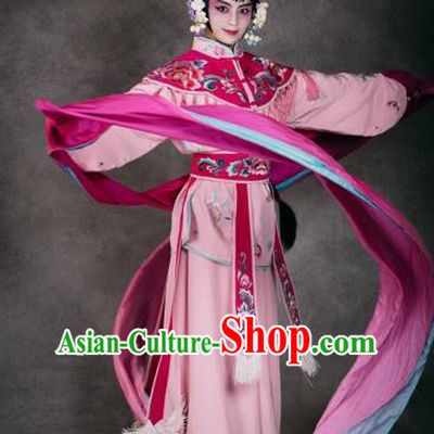 Chinese The Burning Of The Imperial Palace Opera Dance Pink Dress Stage Performance Costume and Headpiece for Women