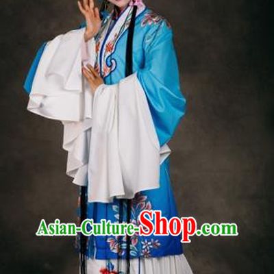 Chinese The Burning Of The Imperial Palace Opera Dance Blue Dress Stage Performance Costume and Headpiece for Women