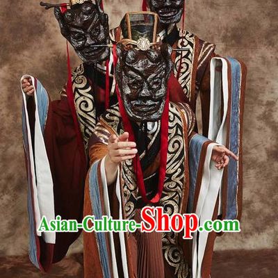 Chinese Drama Yuan Qu Ancient Dance Brown Clothing Stage Performance Dance Costume for Men