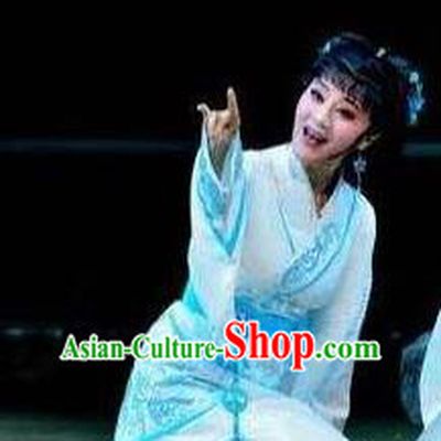 Chinese Drama Yuan Qu Ancient Court Lady Dance White Dress Stage Performance Costume and Headpiece for Women