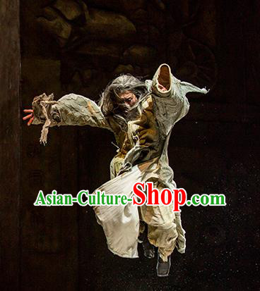 Chinese Drama Fu Sheng Ancient Qin Dynasty Old Scholar Clothing Stage Performance Dance Costume for Men