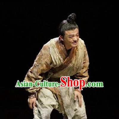 Chinese Drama Fu Sheng Ancient Qin Dynasty Civilian Clothing Stage Performance Dance Costume for Men