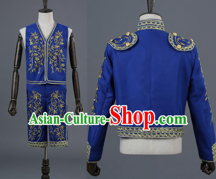 Traditional European Prince Costumes Spanish Court Royalblue Clothing for Men Traditional European Prince Costumes Spanish Court Royalblue Clothing for Men