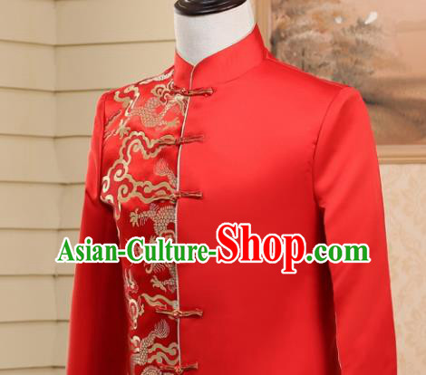 Traditional Chinese Tang Suit Costumes Wedding Red Overcoat for Men Traditional Chinese Tang Suit Costumes Wedding Red Overcoat for Men