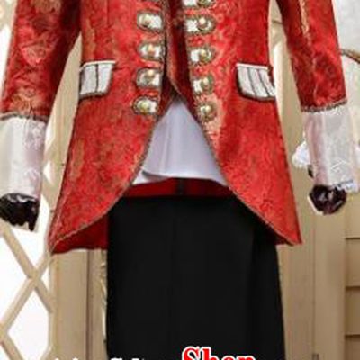 Traditional European Prince Red Costumes Spanish Court Stage Show Clothing for Men