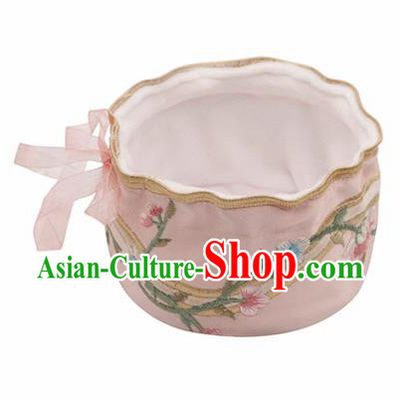 Traditional Chinese Ancient Termofor Cover Embroidered Pink Brocade Bag