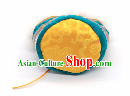 Traditional Chinese Ancient Termofor Cover Embroidered Blue Brocade Bag